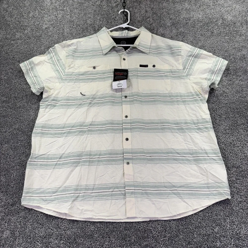 Wrangler Shirt Mens 3X Striped Short Sleeve Button ATG Breeze Outdoor
